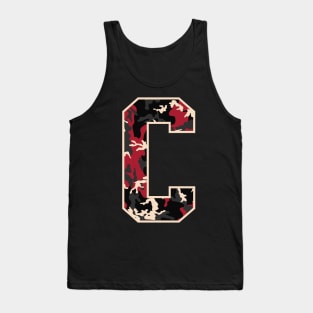 Initial Capital Letter C Camo Alphabet Gift Women Men Tank Top